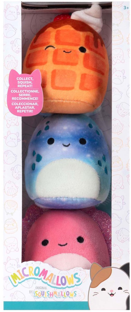 Jazwares Squishmallows Kuscheltier Plüsch – Micromallows Auggie, Weaver, Zink – 3 Stück.