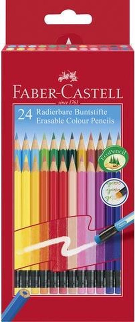Faber-Castell Buntstifte – Etui 24 Stück – radierbar – mit Radiergummi – fc-116625