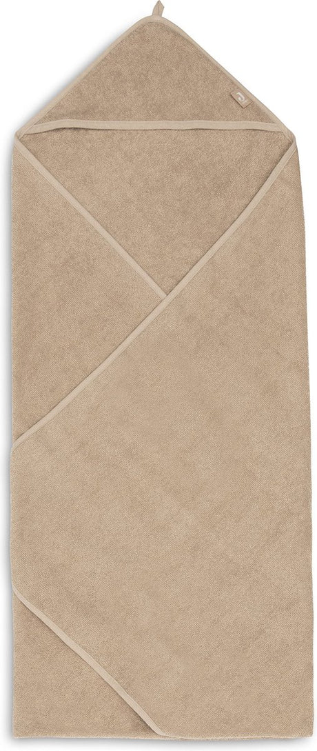 Jollein - badcape badstof 100x100cm - baby handdoek met badcape, omslagdoek, badponcho - biscuit