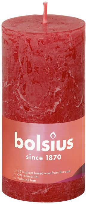 Bolsius Stumpenkerze zartes Rot ø50 mm - Höhe 10 cm - Rot - 30 Brennstunden