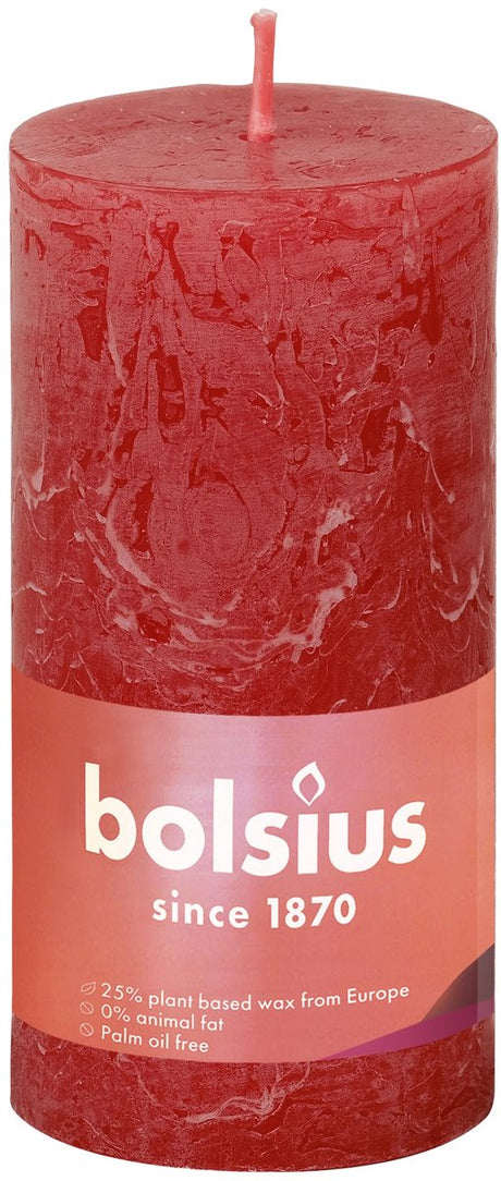 Bolsius Stumpenkerze zartes Rot ø50 mm - Höhe 10 cm - Rot - 30 Brennstunden
