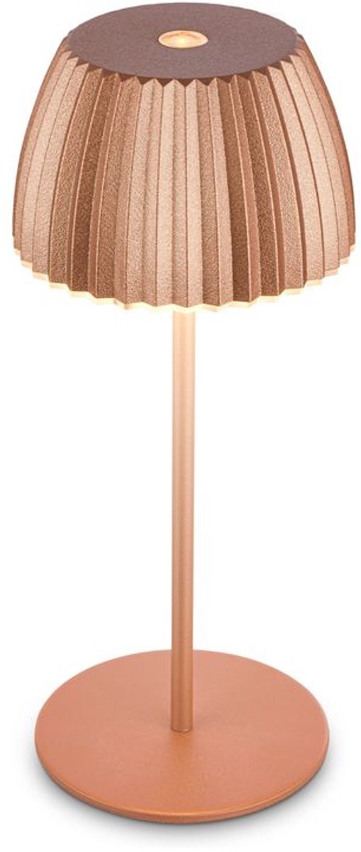 B.k.licht briloner champ mini - rechargeable mini table lamp - cordless lamp - touch dimmable - for indoors and outdoors - german design award winner 2025 - copper - ø8.5 x 20cm
