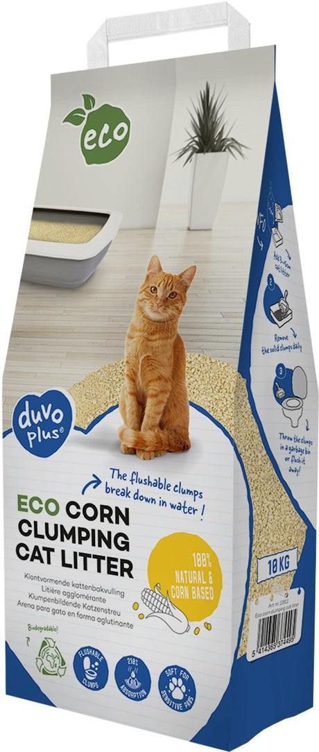 Duvo plus Katzenstreu Öko – klumpender Mais – 100 % natürlich – 10 kg (16,37 l)