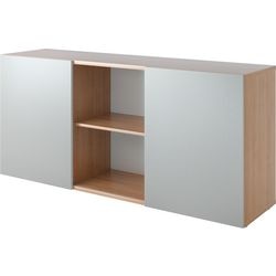 Bach-Schrank mit Schiebetüren Hammerschlag 2FH Silber, Walnuss
