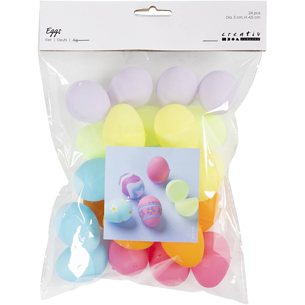 Plastikeier gefärbt, 24st.
