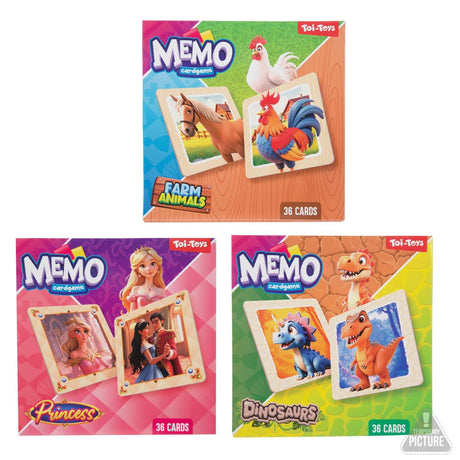 Toi-toys games geheugenspel memo 36-delig 3 assorti