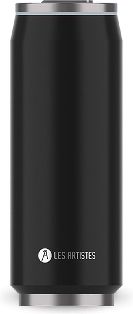 Les Artistes Paris Thermosbecher Dose 500 ml – mit integriertem Strohhalm – Schwarz – LP-A1881