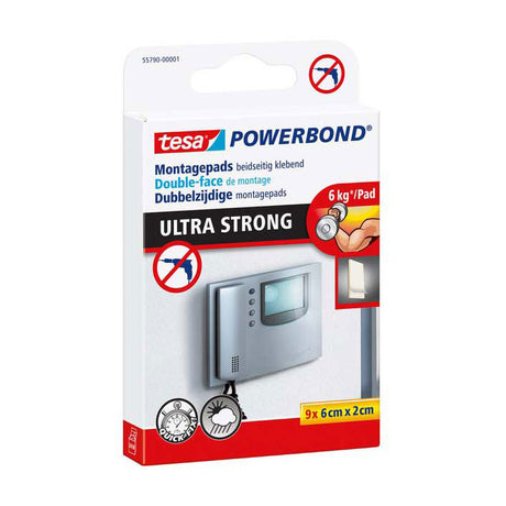 Tesa selbstklebende Pads Powerbond Ultra Strong doppelseitige Installationspads – Packung mit 9 Stück
