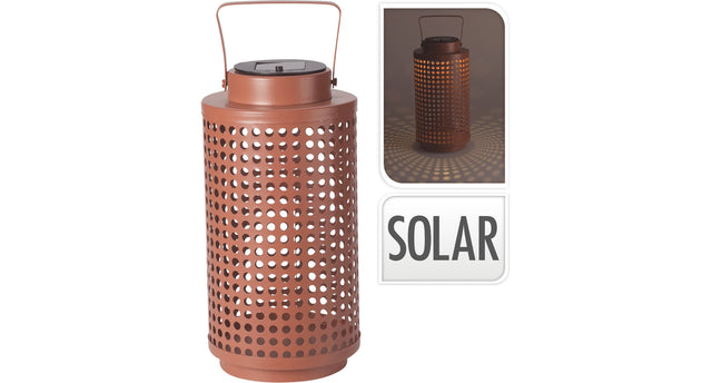 Solar lantaarn metaal zalm d14xh28cm