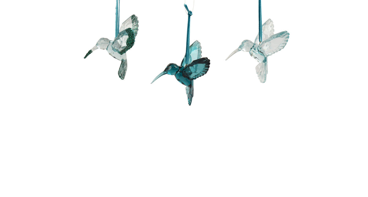 Kolibrie polystyreen transparent, iris, transpa with glitter 3ass emerald l.9.5cm x w.7.1cm x h.9cm