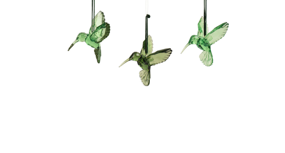 Kolibrie polystyreen transparent, iris, transpa with glitter 3ass donker groen l.9.5cm x w.7.1cm x h.9cm