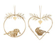 Decoris kersthanger vogel 20x1x22cm ijzer champagne goud