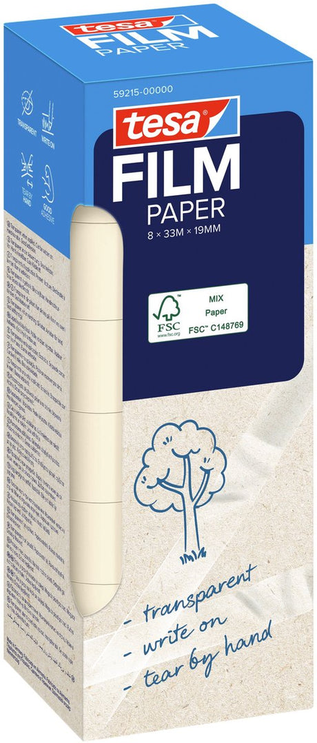 Tesa Folienpapier – transparentes Klebeband, 8 Rollen, 19 mm x 33 m