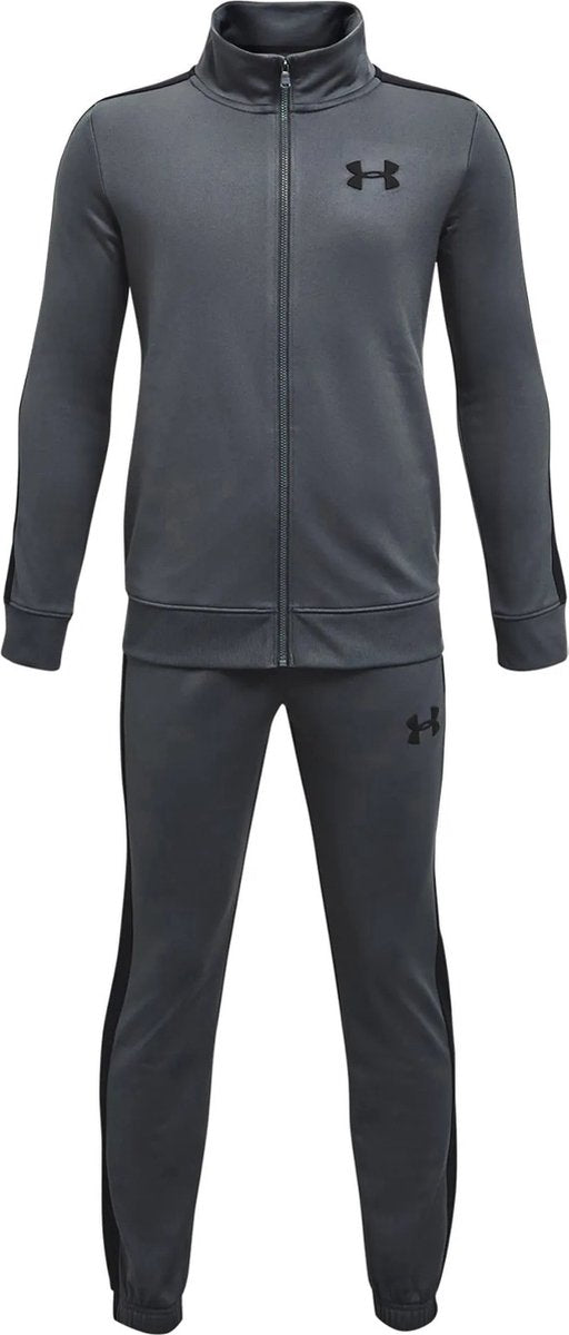 Under armour ua rival knit track suit-gry jongens trainingspak - pitch grijs - zwart 152