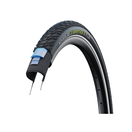 Aus dem Reifen des Marathons E-plus 28 x 1,75 (47-622) Rs schwarz