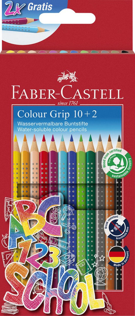 Faber-Castell Buntstifte – mit Griff – Set 10+2 Stück – fc-201585