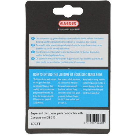 Elvedes Cable Systems BV Scheibenbremsbelagsatz Elvedes für Campagnolo – Grau (1 Paar)