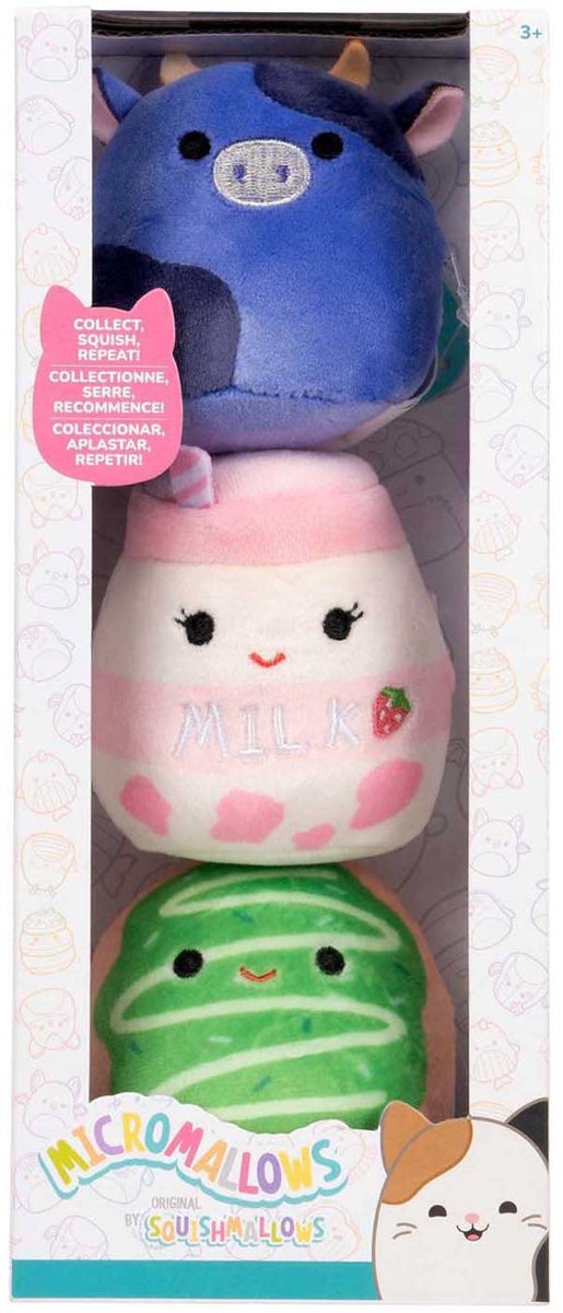 Jazwares Squishmallows Kuscheltier Plüsch – Micromallows Ingred, Amelie, Daisuke – 3 Stück.