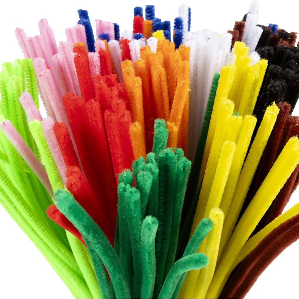 Creativ Company Chenille, L: 30 cm, Stärke 6 mm, verschiedene Farben, 200 div. 1 Box