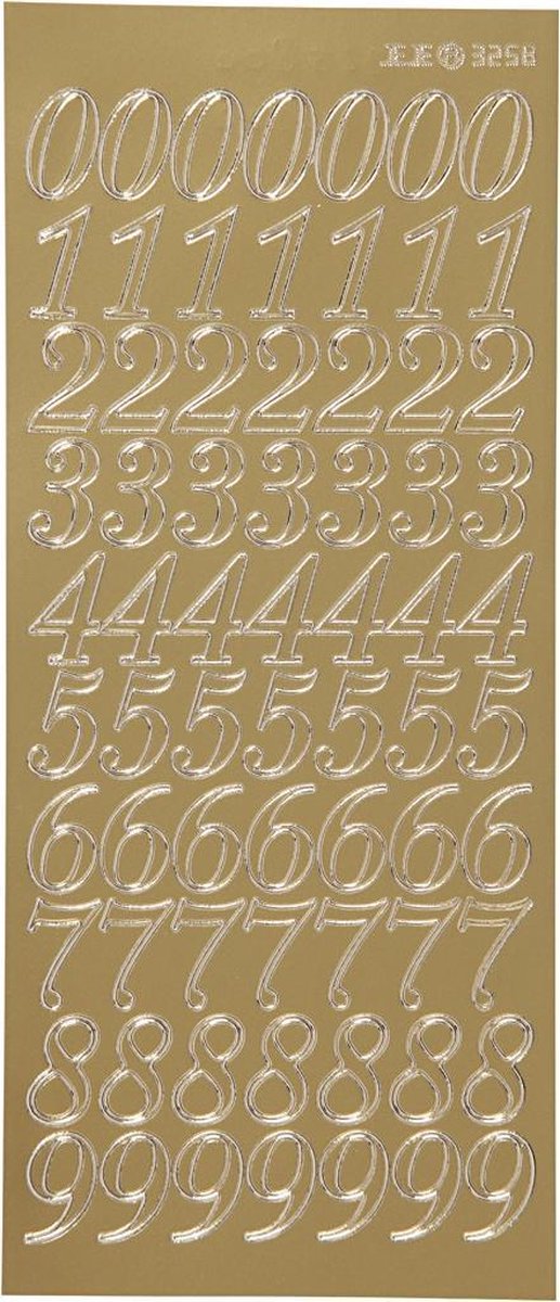 Creativ Company Aufkleber Gold – Zahlen – selbstklebende Aufkleber – Party-Scrapbooking – DIY-Klebeaufkleber – 10 x 23 cm – 1 Aufkleberbogen