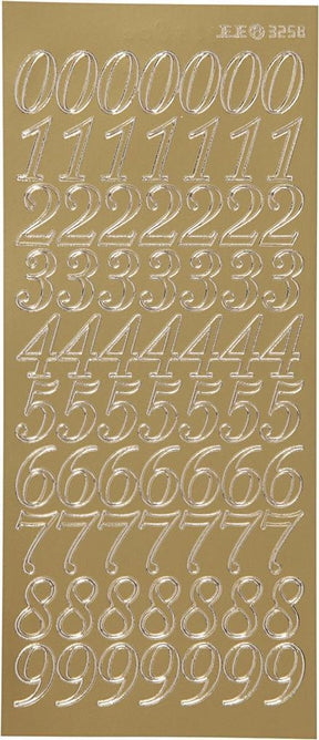 Creativ Company Aufkleber Gold – Zahlen – selbstklebende Aufkleber – Party-Scrapbooking – DIY-Klebeaufkleber – 10 x 23 cm – 1 Aufkleberbogen