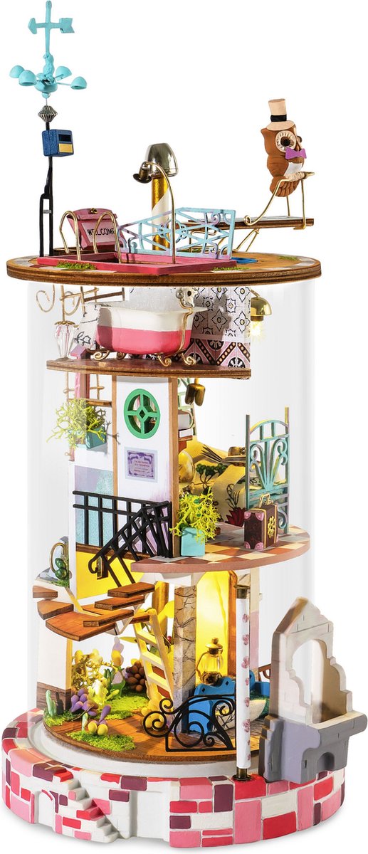 Robotime rolife bloomy house ds002 - houten modelbouw - poppenhuis - diy - knutselen
