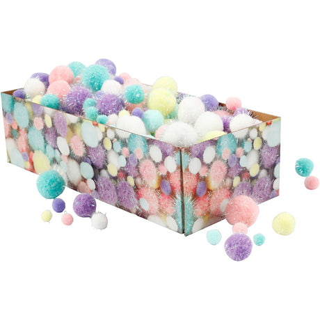 Kreativunternehmen https: www.cchobby.nl pompoms-d-15-40-mm-glitter-ca-400-piece-pastelcolours-400-gr-1-box