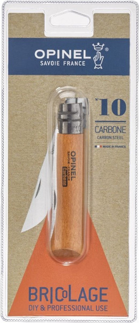 Opinel Nr. 10 Taschenmesser – Blister aus Karbonstahlholz