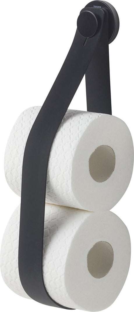 Tiger urban - Hängender Ersatzrollenhalter - Toilettenpapierhalter - Toilettenpapierhalter - ohne Bohren - Wandmontage - Bohren oder Kleben - Schwarz
