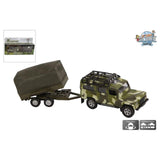 Kinderglobus Land Rover mit Anhänger, Militärdruckguss, 27 cm