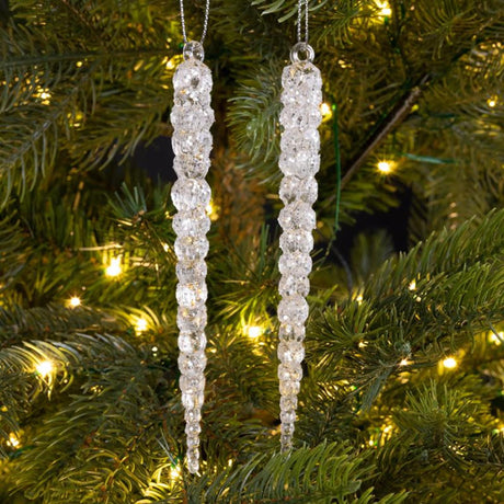Decoris Weihnachtsanhänger Eiszapfen Glitzer 14cm 2 Stk.