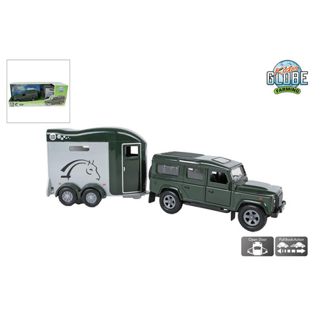 Kinderglobus Land Rover mit Anhänger 26cm