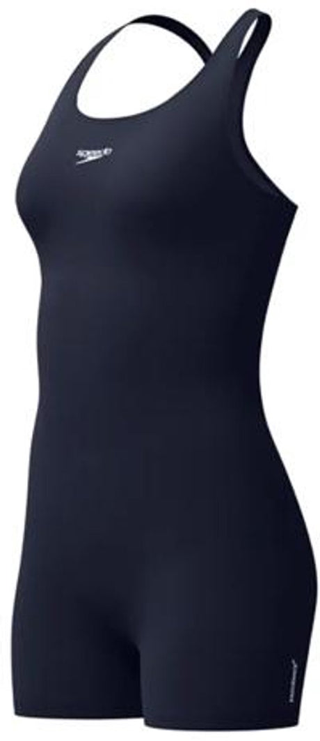 Speedo end+ legsuit dames - badpak met pijpjes dames en racerback - chloorbestendig sportbadpak dames - kleurvast zwempak dames - marine - 44