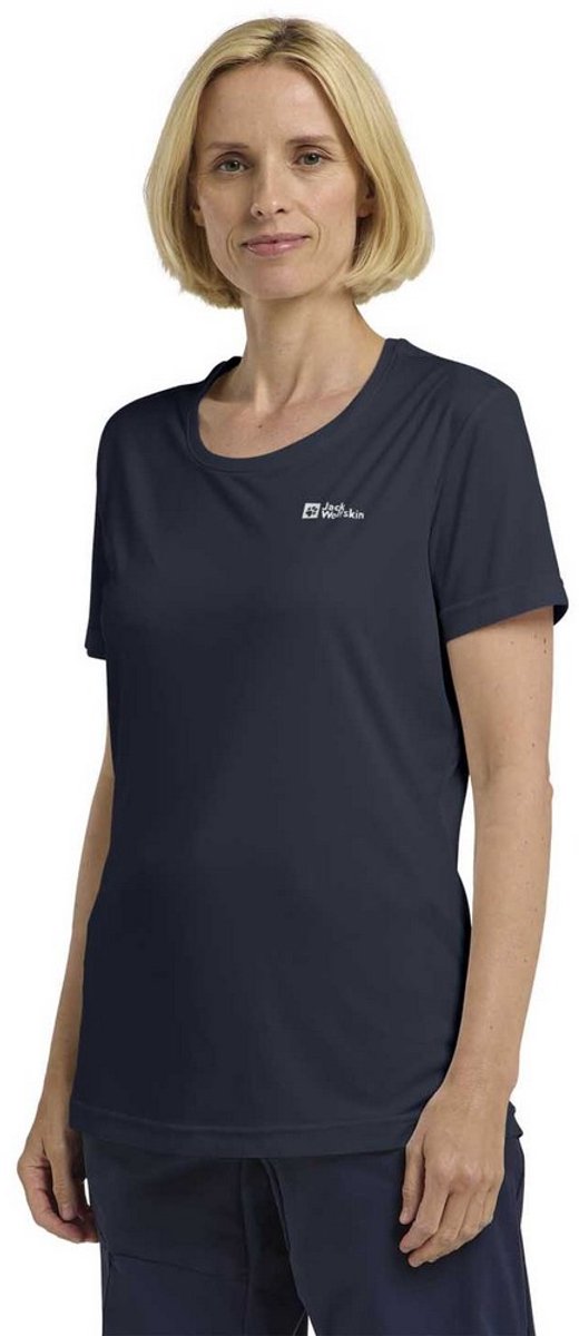 Jack Wolfskin Tech T-Shirt mit kurzen Ärmeln, blau, XL für Damen