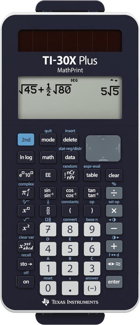 Texas Instruments Ti-30x Plus Mathprint Schulrechner, batteriebetrieben, solarbetrieben, schwarz, Anzahl der Anzeigepositionen: 16