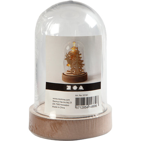 Creativ Company Glasglocke auf Holzsockel, H: 12,5 cm, T 8 cm, 1 Box