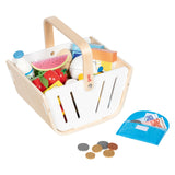 Goki Einkaufskorb aus Holz mit Stofftasche