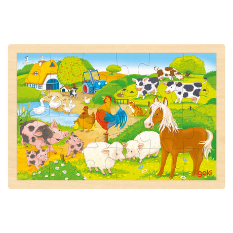 Goki Holzpuzzle - Bauernhof und Zoo - 24 Teile.