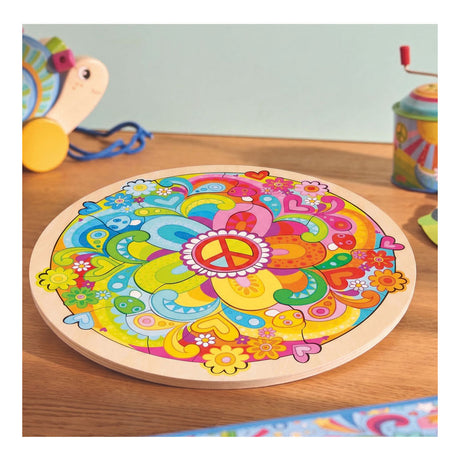 Goki houten puzzel mandala bloemen - 34dlg.