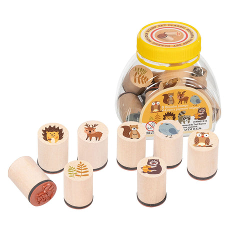 Goki Holzstempelset Waldtiere – kreatives Spielzeugset für Kinder.