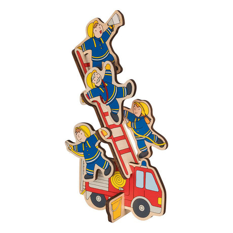Goki Puzzle: Die Feuerwehr 30x21x0,8cm, 9-teilig, Holz, Puzzleteile bleiben aufrecht, 2+