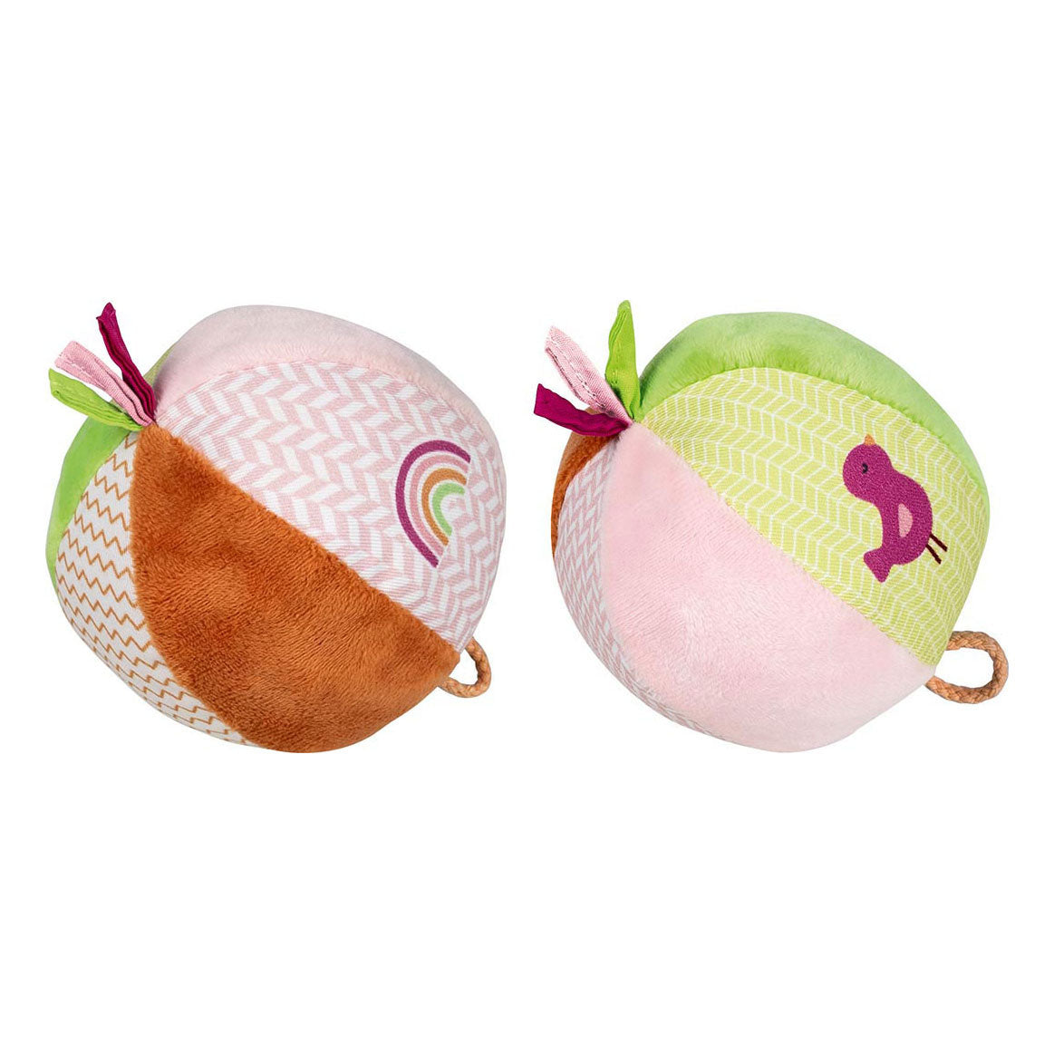 Goki weicher Ball mit einem glocken rosa Grün
