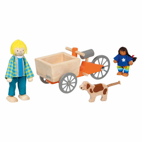 Goki Puppenhaus Lastenfahrrad aus Holz mit Kind und Hund
