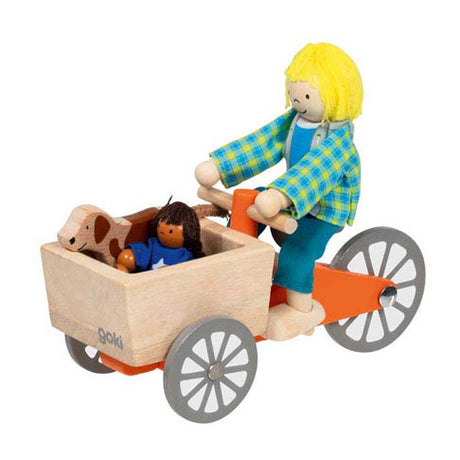 Goki Puppenhaus Lastenfahrrad aus Holz mit Kind und Hund