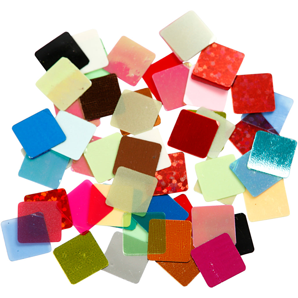 Creativ Company Folienmosaikfliesen, Größe 10x10 mm, ca. 6875 Teile, verschiedene Farben, 250 gr 1 Karton