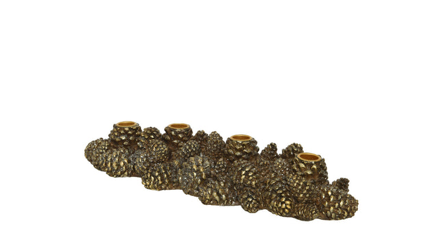 Kandelaar polyresin irregular gold washed pinecone - 40x13,5x7,5cm