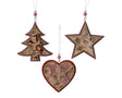 Decoris Weihnachtsschmuckfigur MDF Stern, Herz oder Weihnachtsbaum 10,5x10,5cm