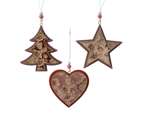 Decoris Weihnachtsschmuckfigur MDF Stern, Herz oder Weihnachtsbaum 10,5x10,5cm
