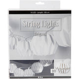 Creativ Company LED-Lichterkette mit Lampenschirmen, rund, H: 55 mm, L: 100 cm, T 75 mm, weiß, 1 Stück