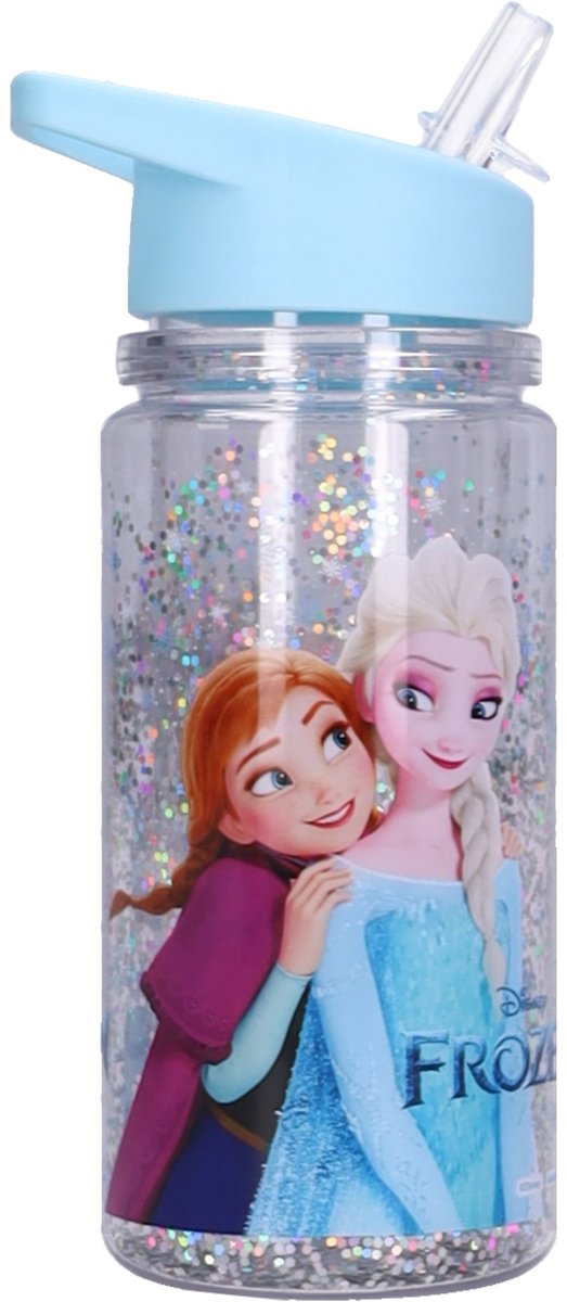 Disney frozen ii twinkle thirst drinkfles - 300ml - blauw - glitter - anna elsa